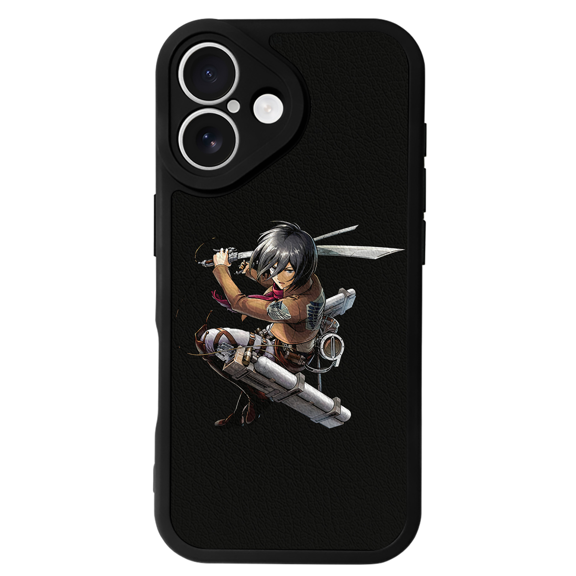 （画像用） 進撃の巨人 ミカサ·アッカーマン Attack on Titan Mikasa Ackerman 【iPhone 16シリーズ対応】シリコンスマホケース（レザー調） 材質：シリコン